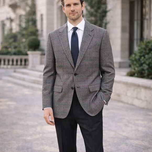 BROOKS BROTHERS Loro Piana WOOL Blazer Sport Coat Size 42 Gray Plaid ITALY 120's